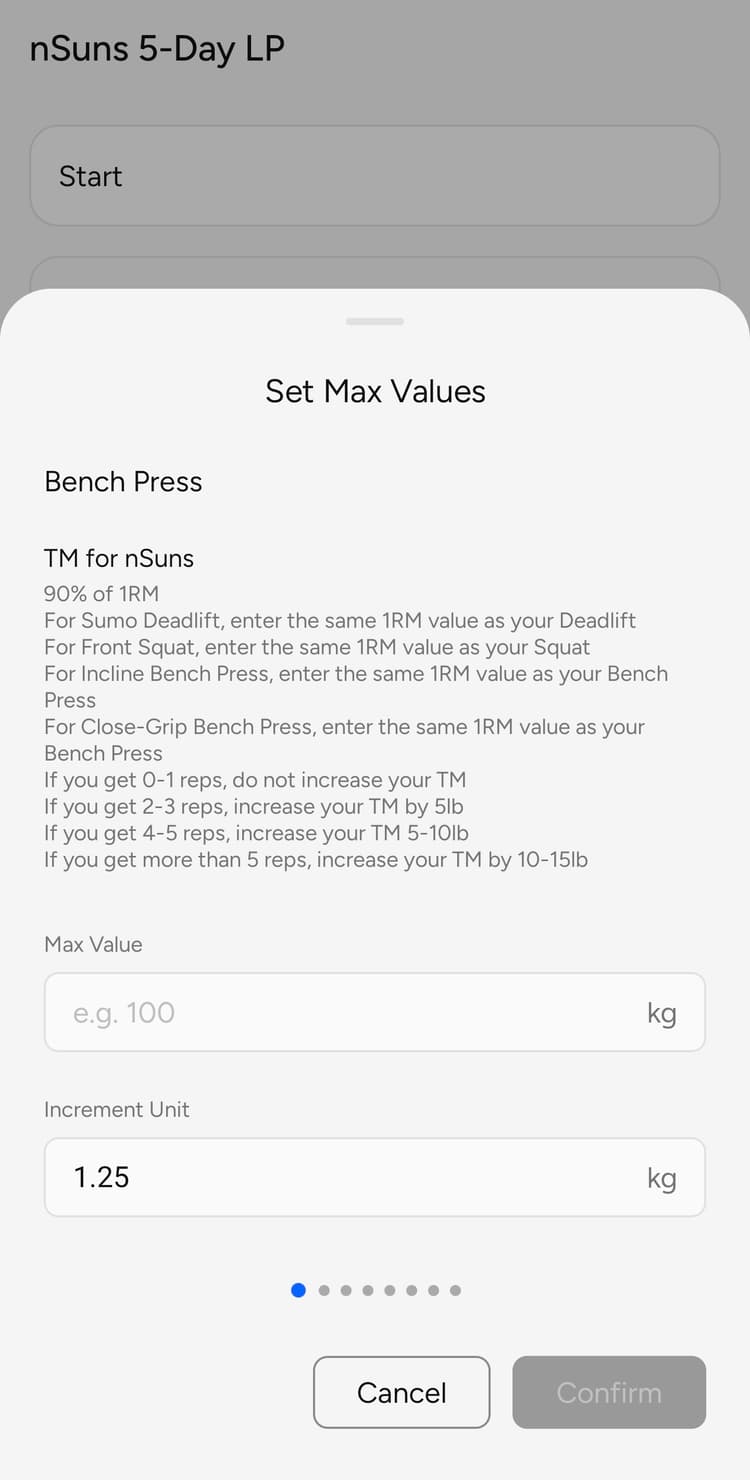 RepCheck nSuns LP max setup screen