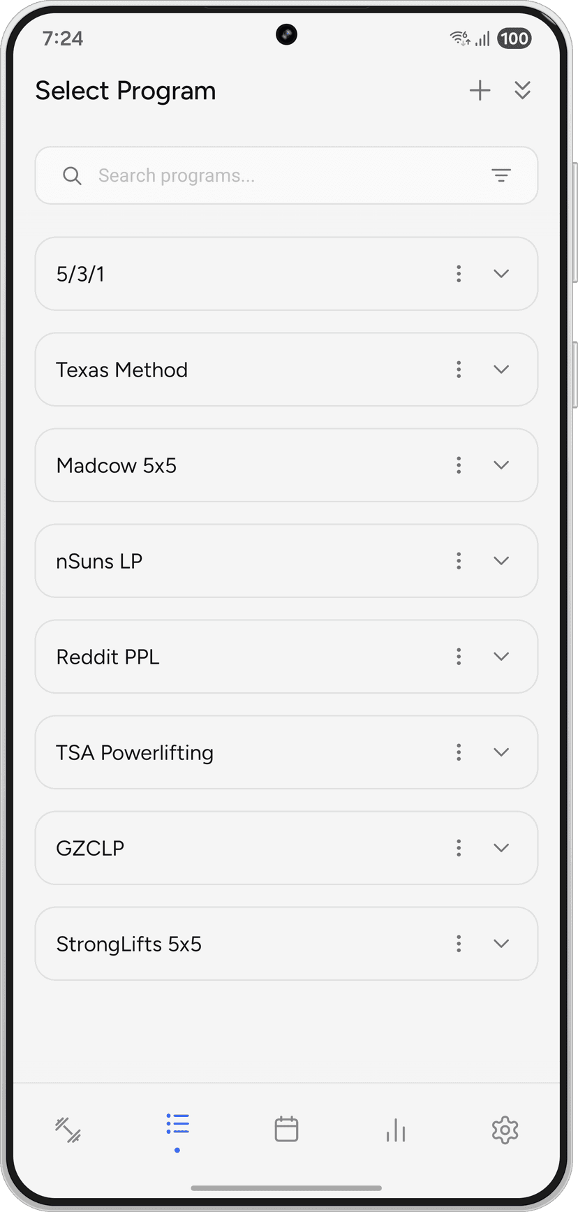 RepCheck selección de programa